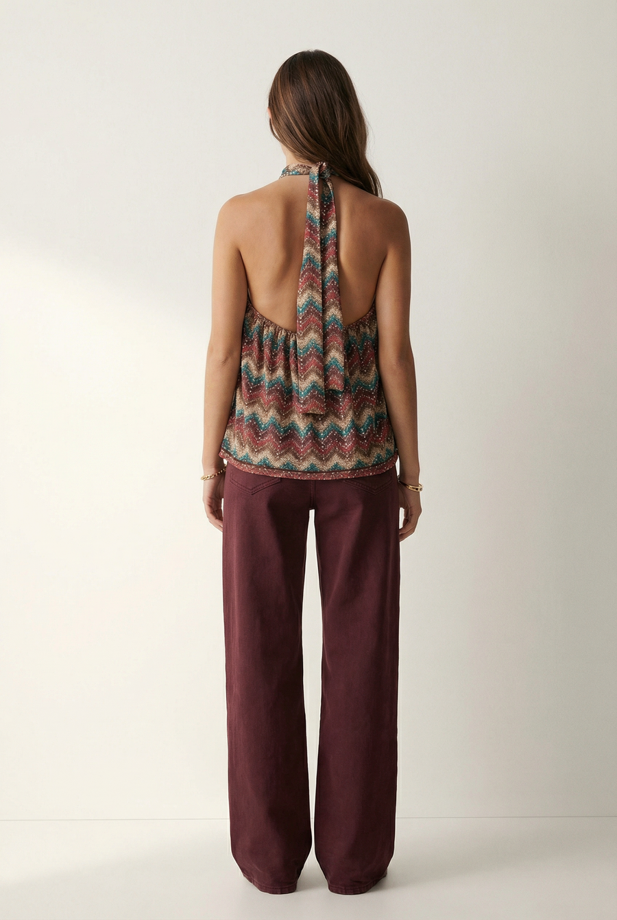 Top halter imprimé femme