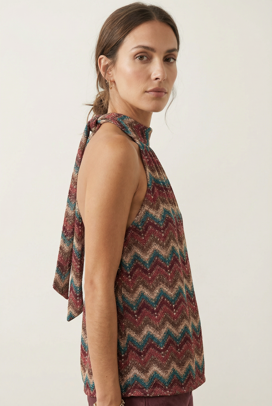 Top halter imprimé femme