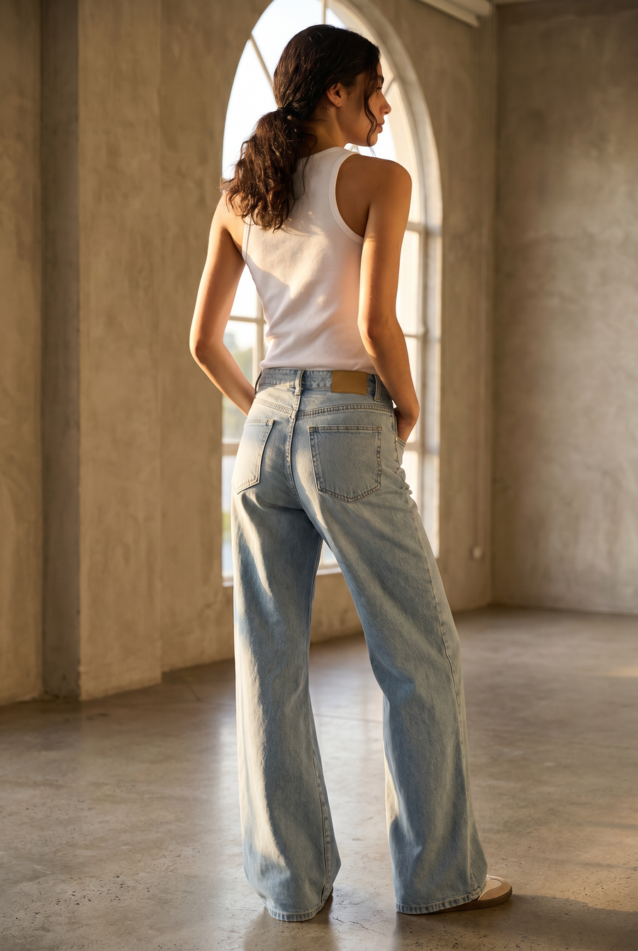 Top texturé sans manches en coton