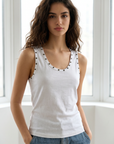 Top texturé sans manches en coton