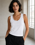 Top texturé sans manches en coton