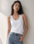 Top texturé sans manches en coton