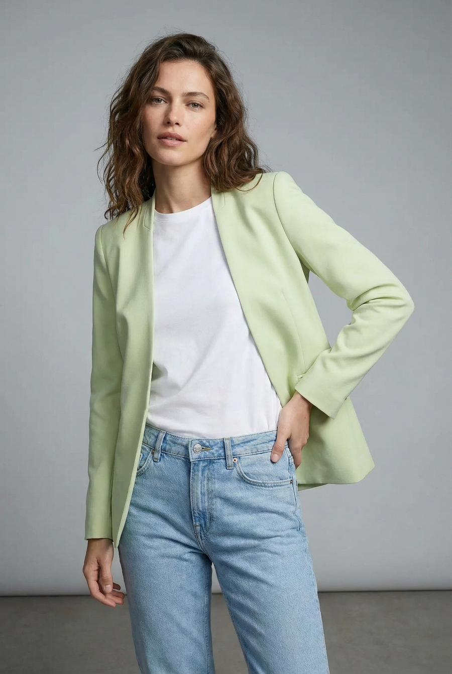 Veste Vert Pastel Sans Col vue principale