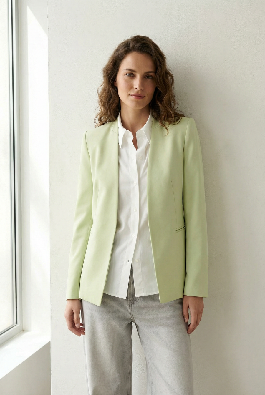 Veste Vert Pastel Sans Col vue 6