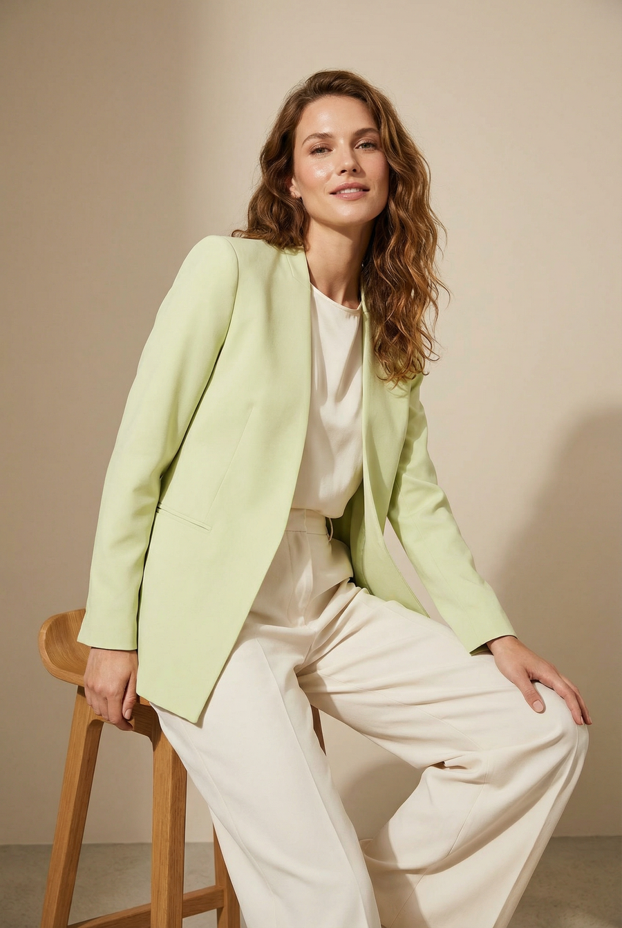 Veste Vert Pastel Sans Col détail du produit