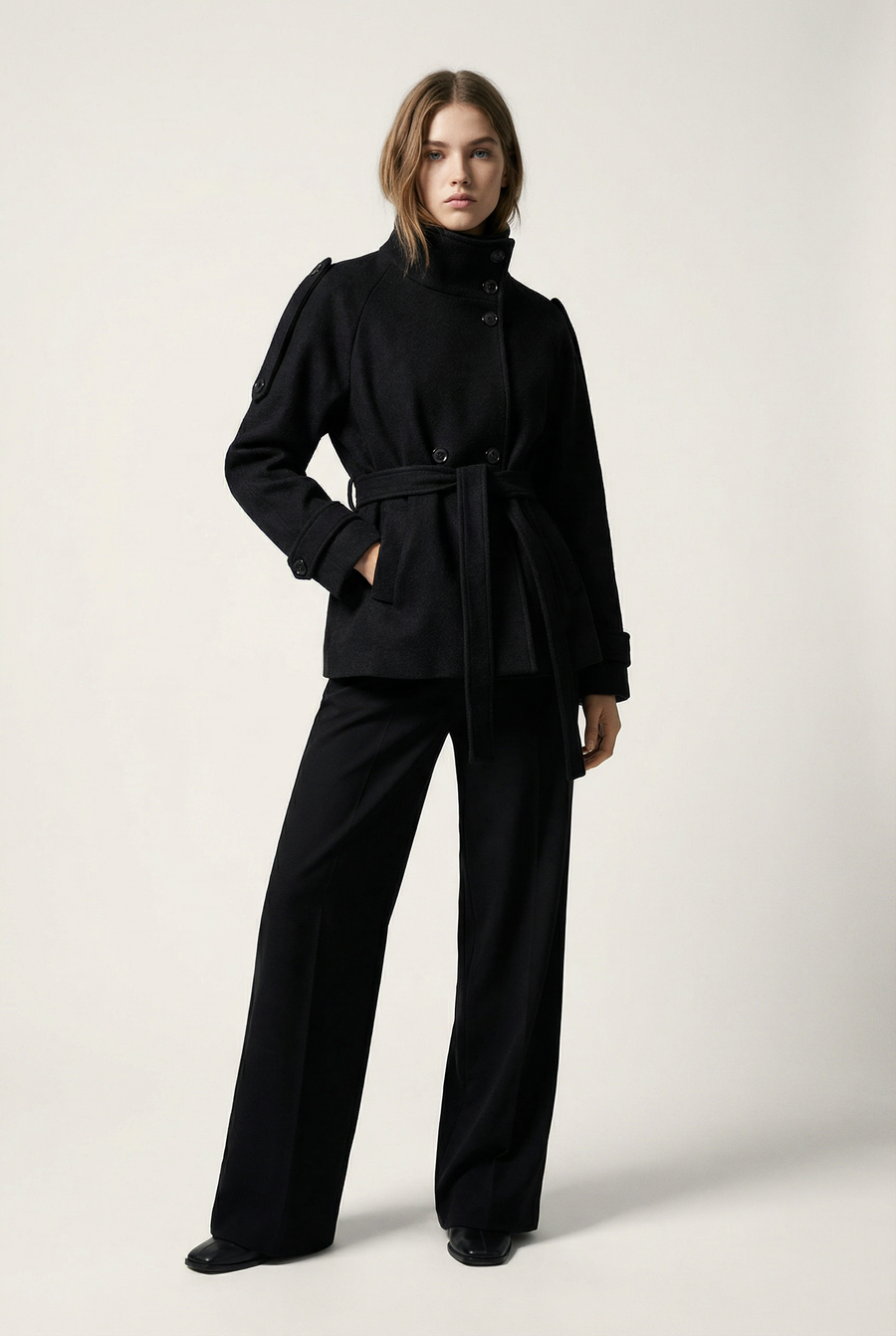 Veste femme col montant coupe droite