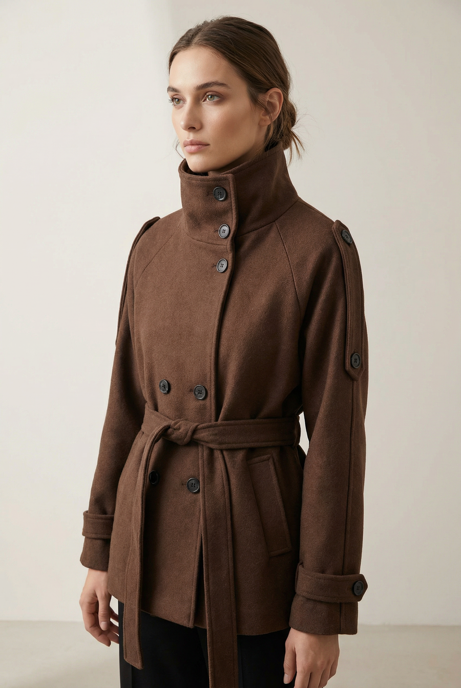 Veste femme col montant coupe droite