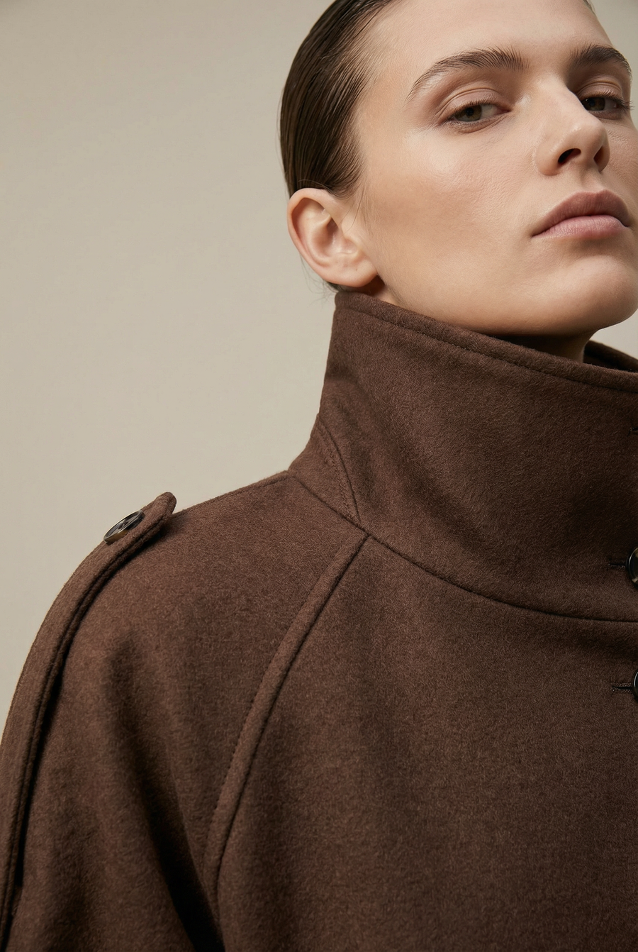 Veste femme col montant coupe droite