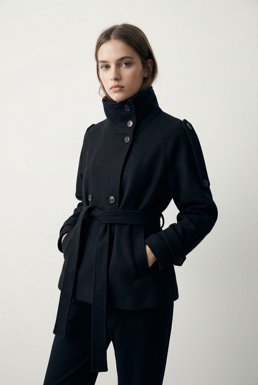 Veste femme col montant coupe droite