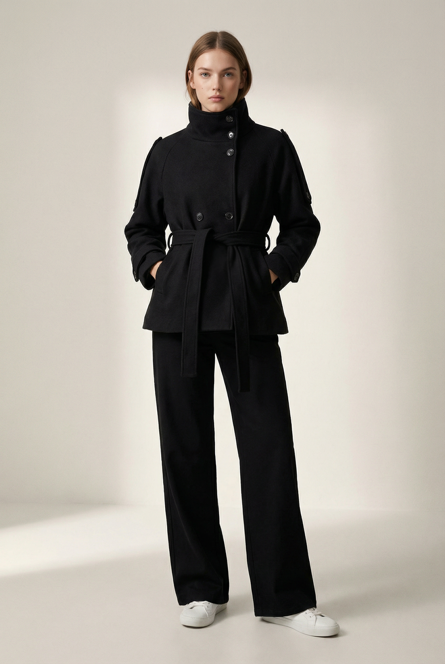 Veste femme col montant coupe droite