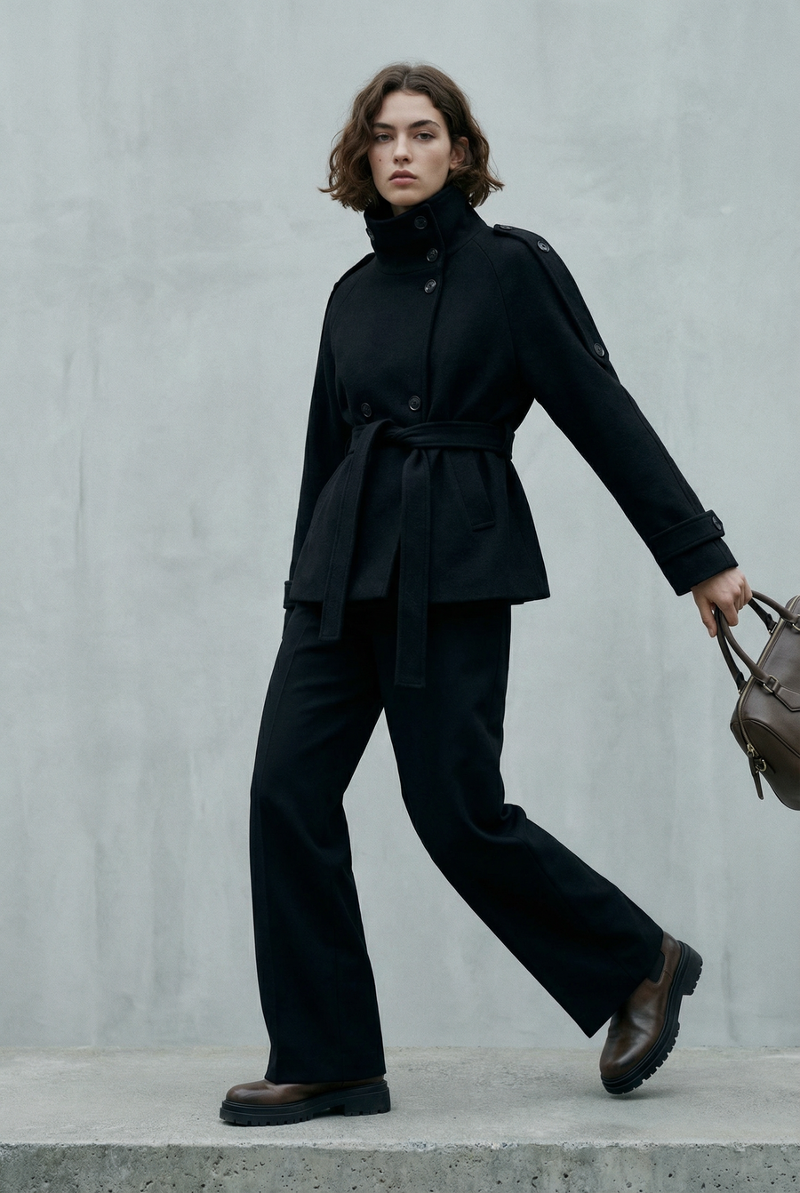 Veste femme col montant coupe droite