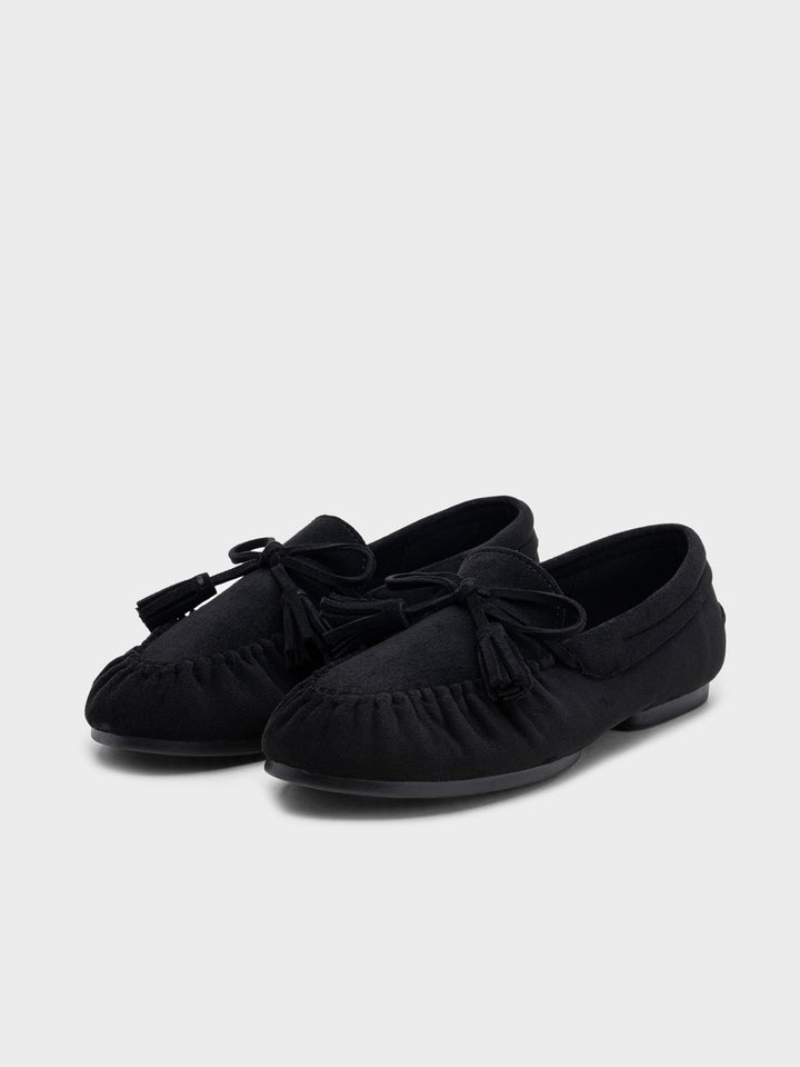 Mocassins en suédine noirs à pampilles