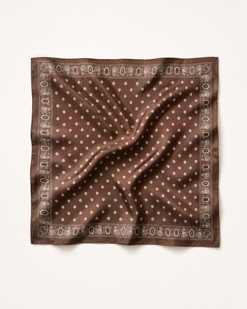 Foulard carré marron à motif paisley