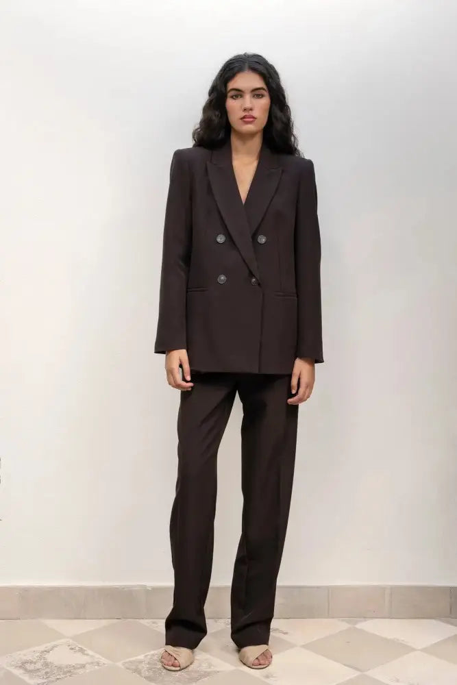 Veste blazer oversize double boutonnage et pantalon décontracté pour femme