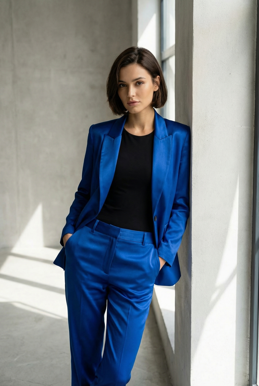 Blazer Bleu Roi Satiné détail du produit