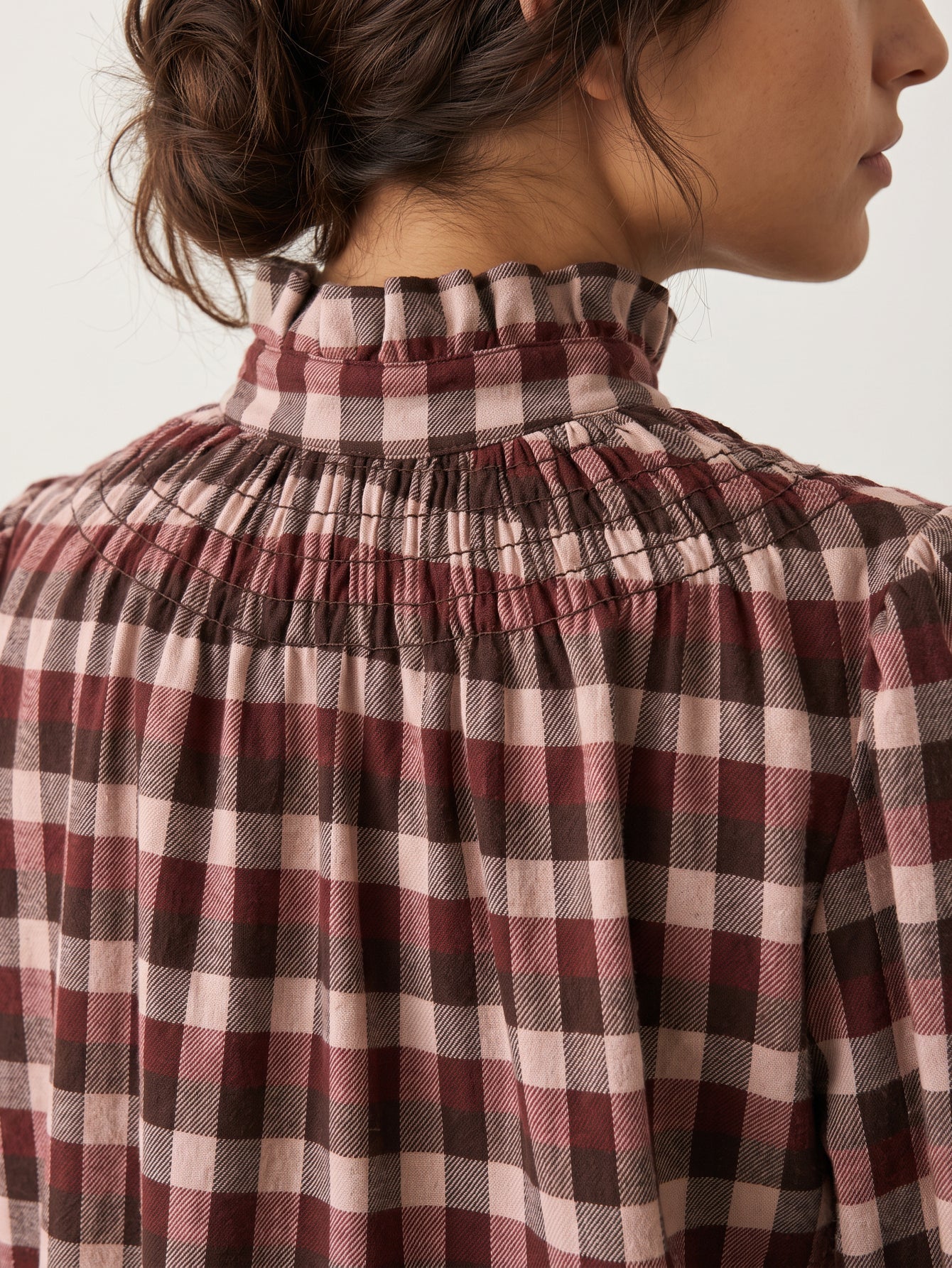Blouse à carreaux boutonnage devant
