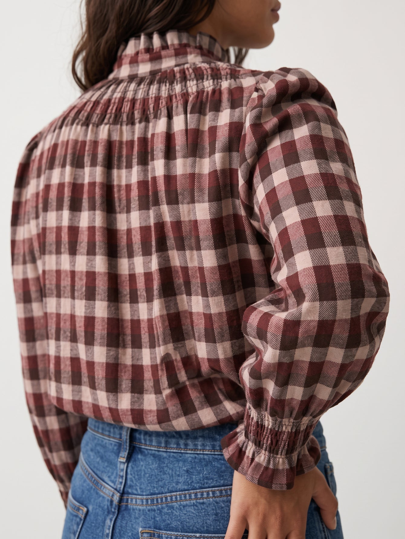 Blouse manches longues poignets smockés