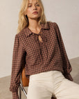 Blouse à carreaux coupe ample en coton