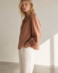 Blouse à carreaux coupe ample en coton