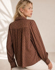 Blouse à carreaux coupe ample en coton