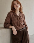 Blouse à carreaux coupe ample en coton