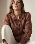 Blouse à carreaux coupe ample en coton