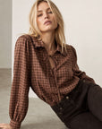 Blouse à carreaux coupe ample en coton