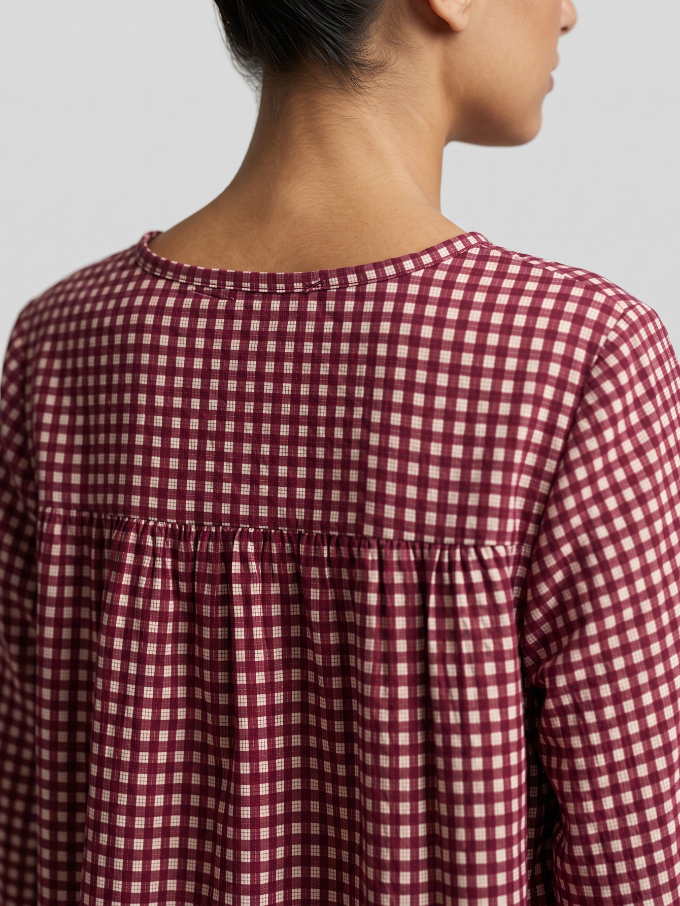 blouse coton carreaux pour femme vue 14