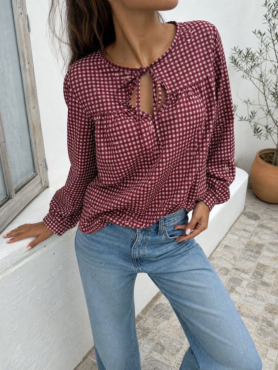 blouse coton carreaux pour femme vue 15