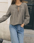 blouse coton carreaux pour femme vue 01