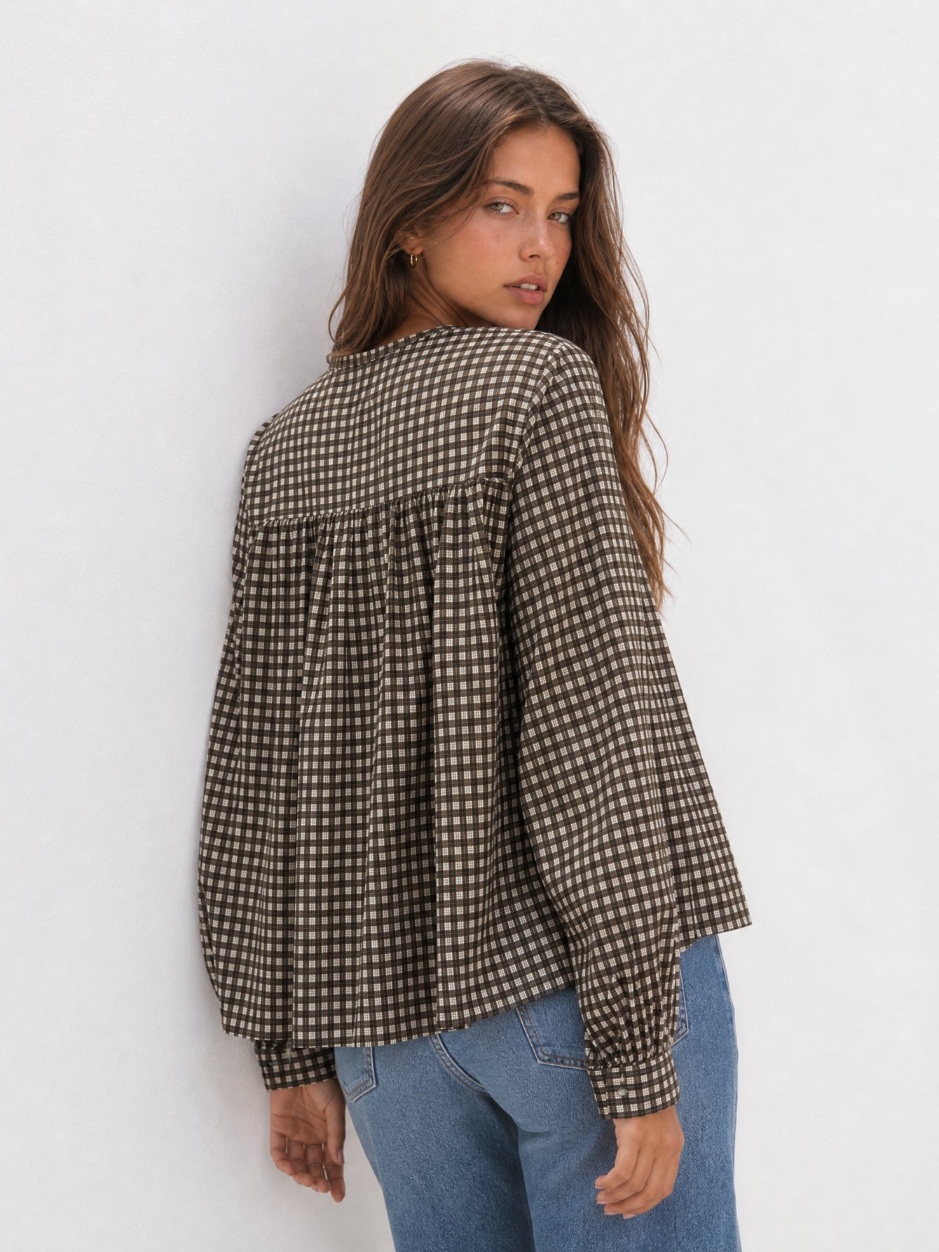 blouse coton carreaux pour femme vue 04