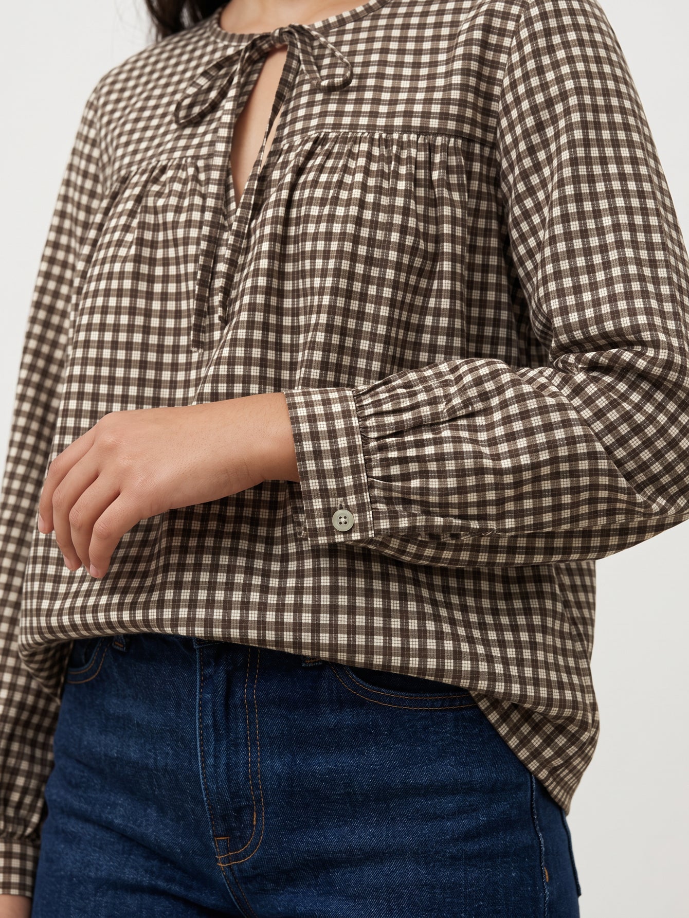 blouse coton carreaux pour femme vue 06