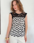 top13832 chemisier noir a pois sans manches image 1