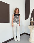 top13832 chemisier noir a pois sans manches image 3
