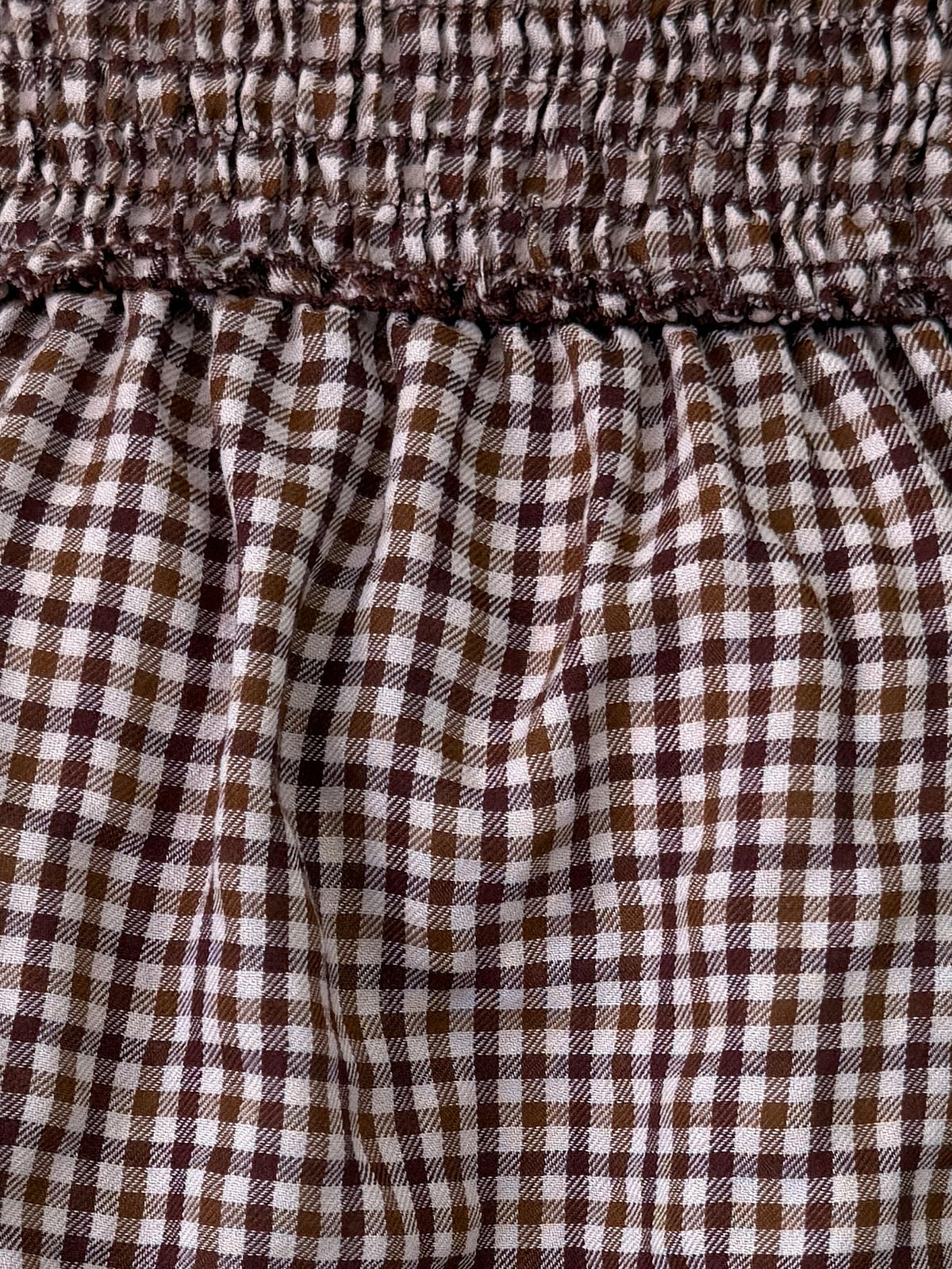 Zoom blouse vichy smocks sur le buste