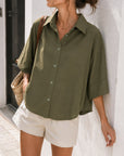 blouse kaki boutonnage devant