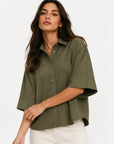 dos blouse kaki pli creux