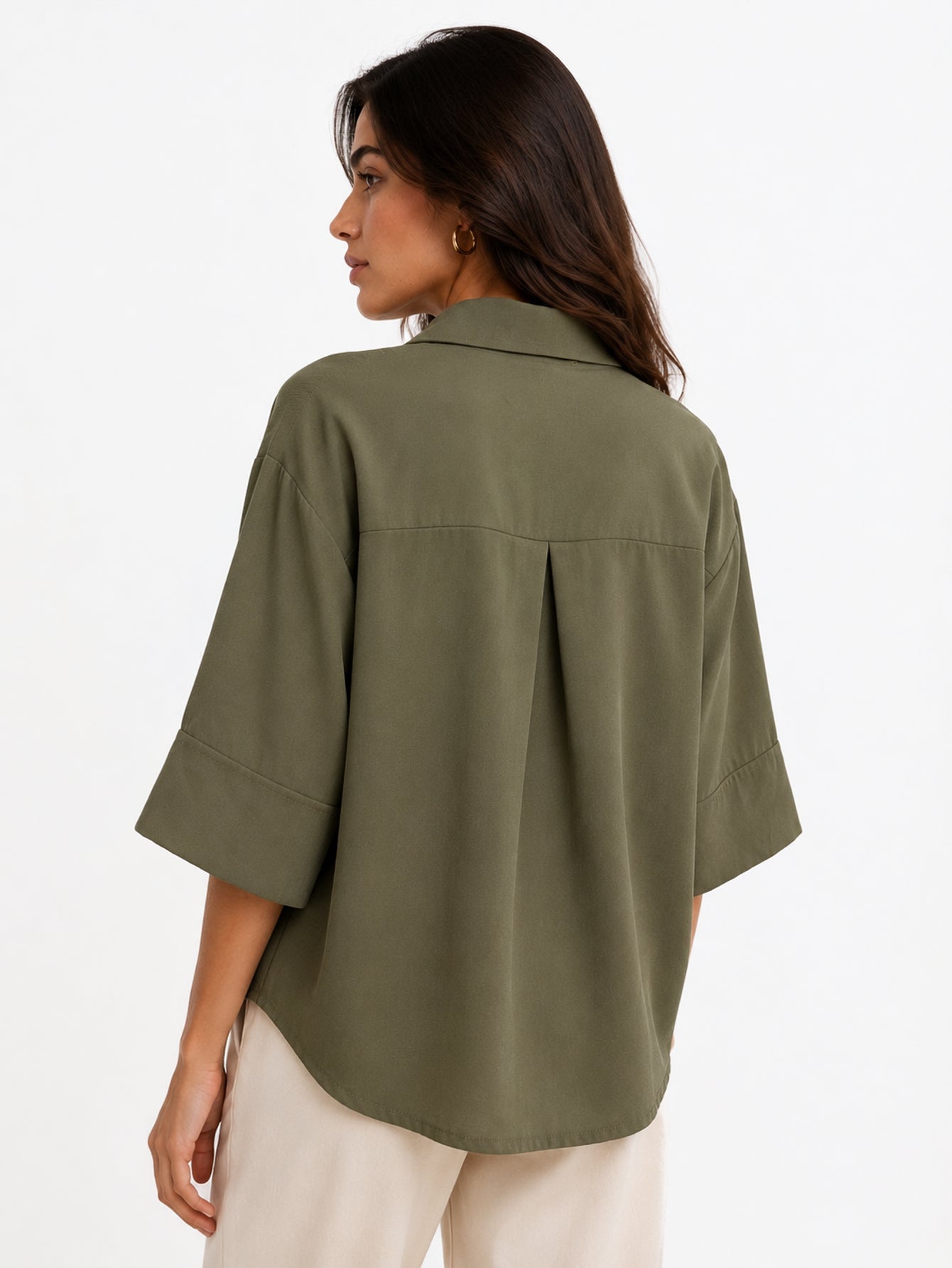 blouse kaki col chemise