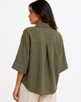 blouse kaki col chemise