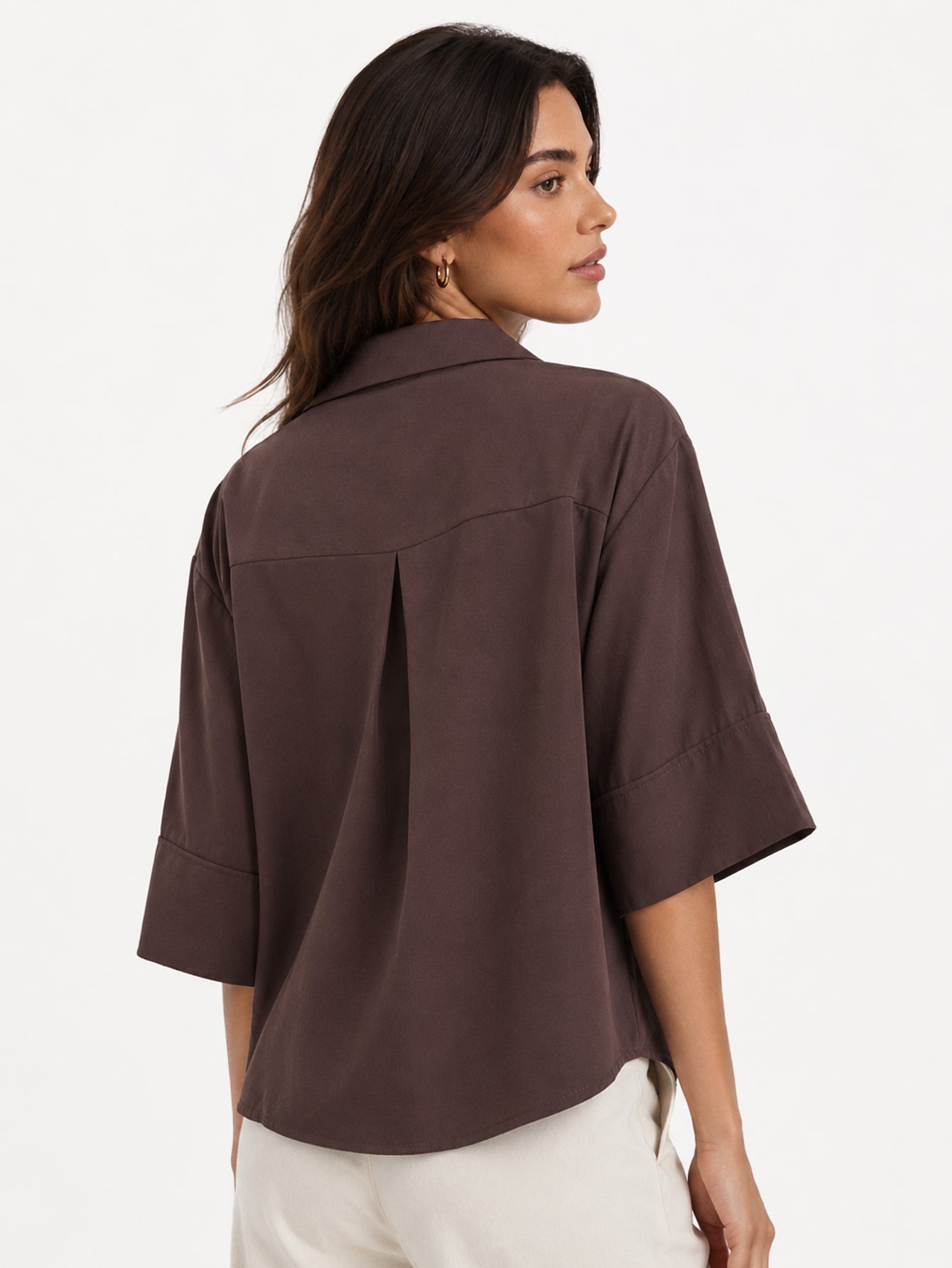 dos blouse marron pli creux