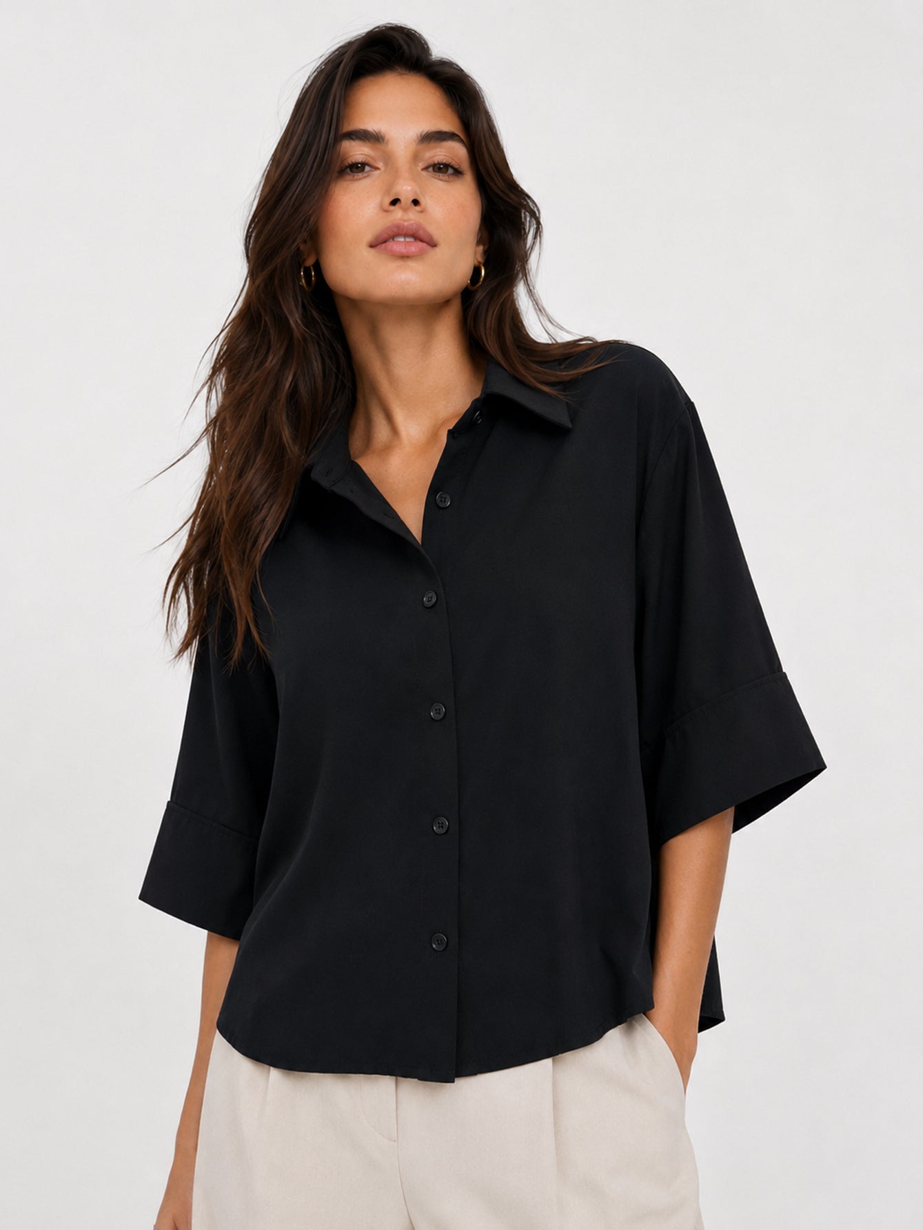blouse noire boutonnage devant