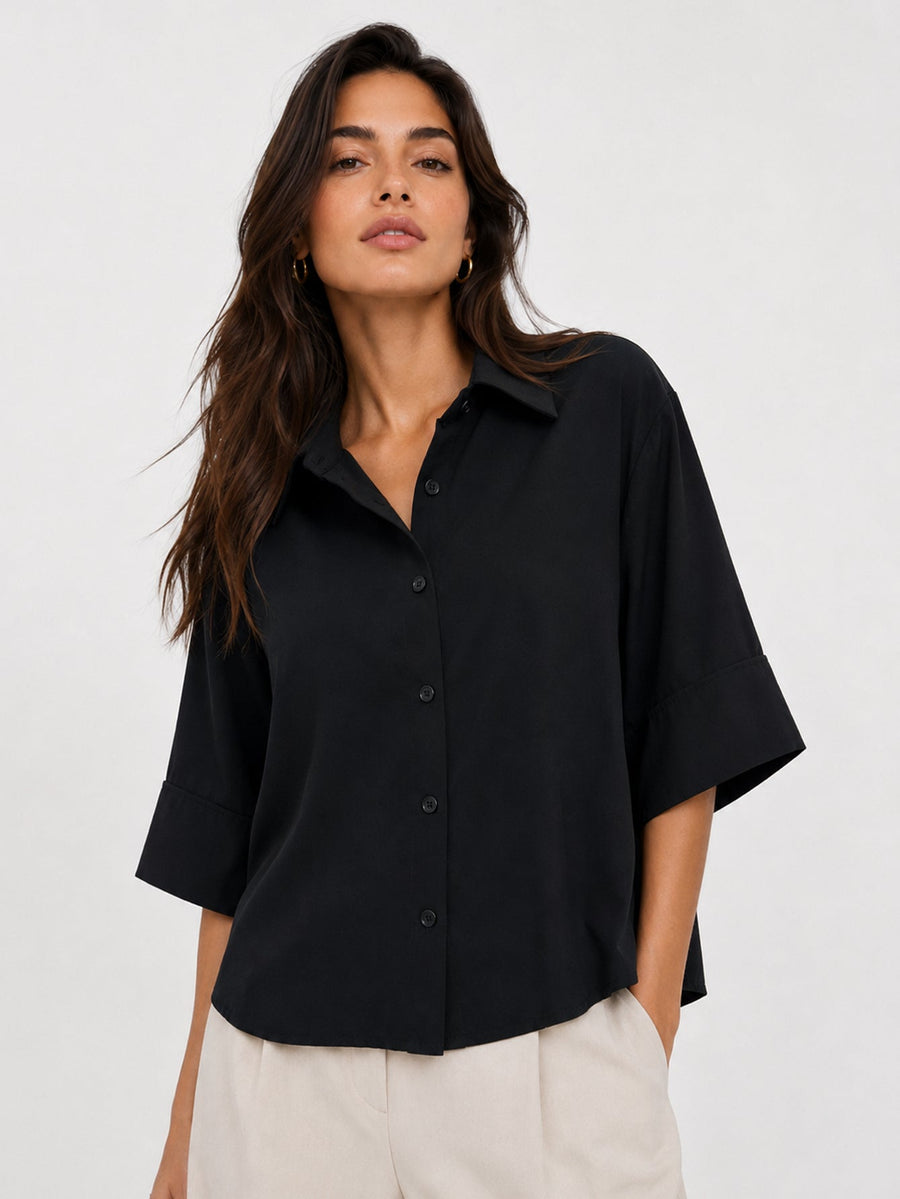 blouse noire boutonnage devant