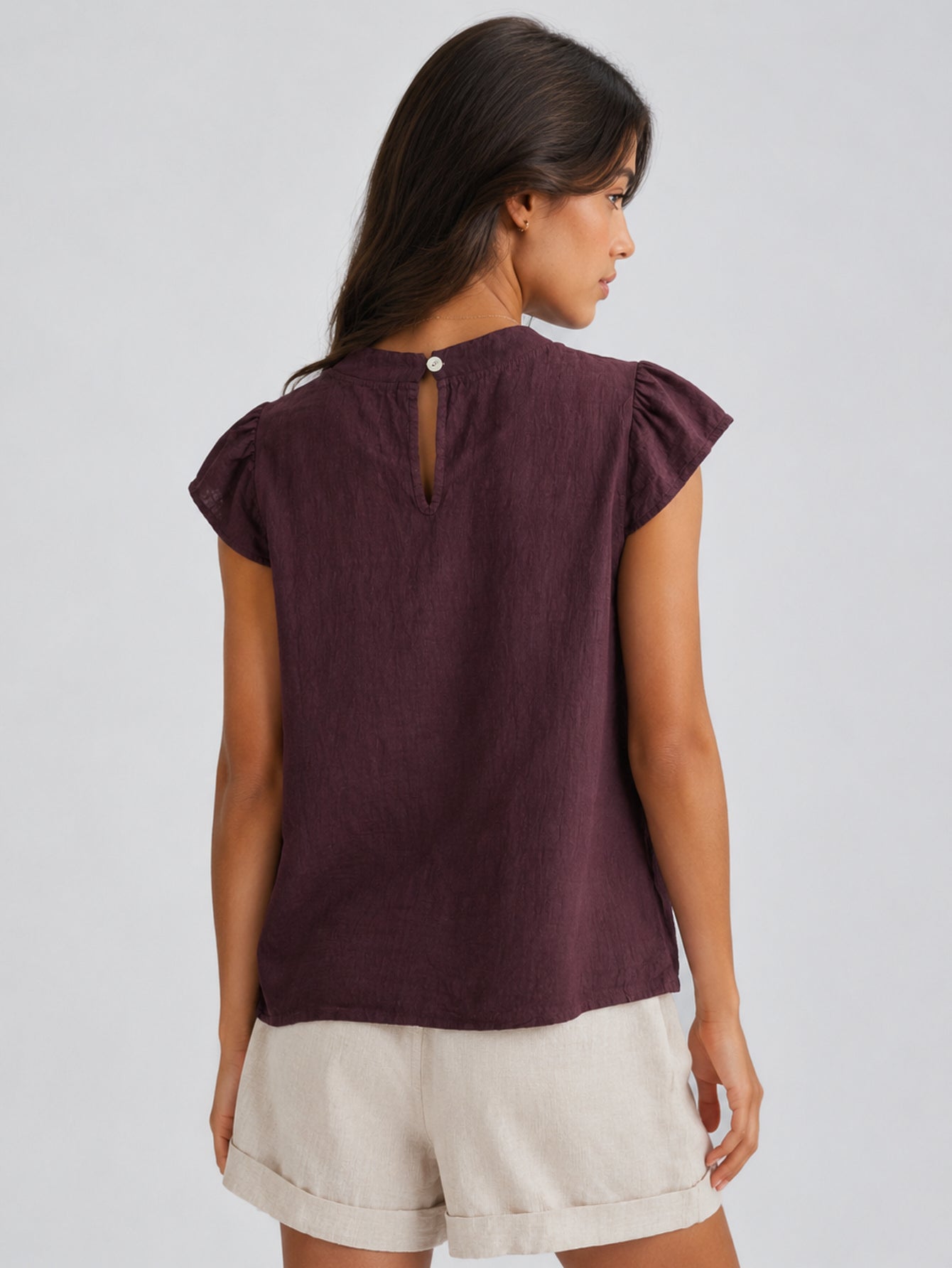 Dos blouse prune goutte boutonnée