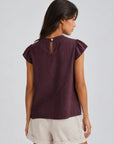 Dos blouse prune goutte boutonnée