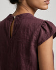 Zoom dos blouse prune goutte boutonnée