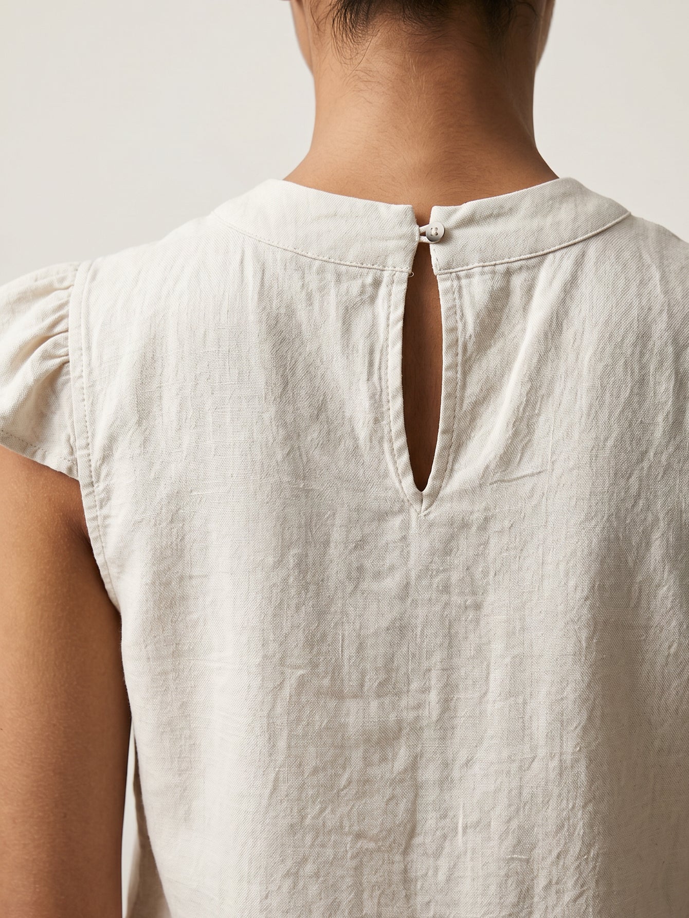 Zoom dos blouse écrue goutte boutonnée