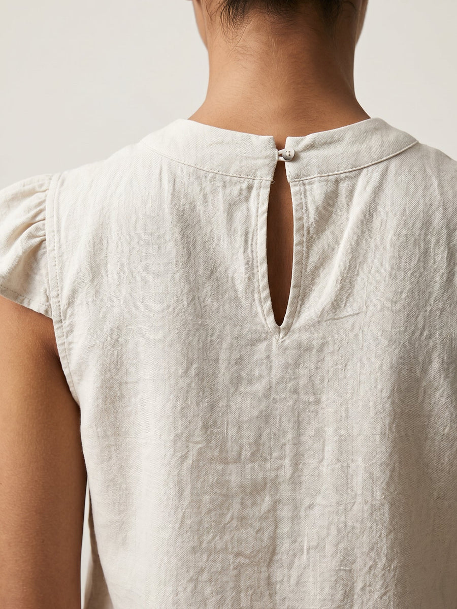 Zoom dos blouse écrue goutte boutonnée