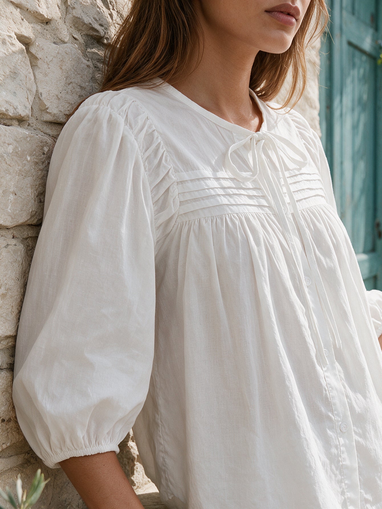 blouse en popeline de coton à manches trois quarts vue produit 11
