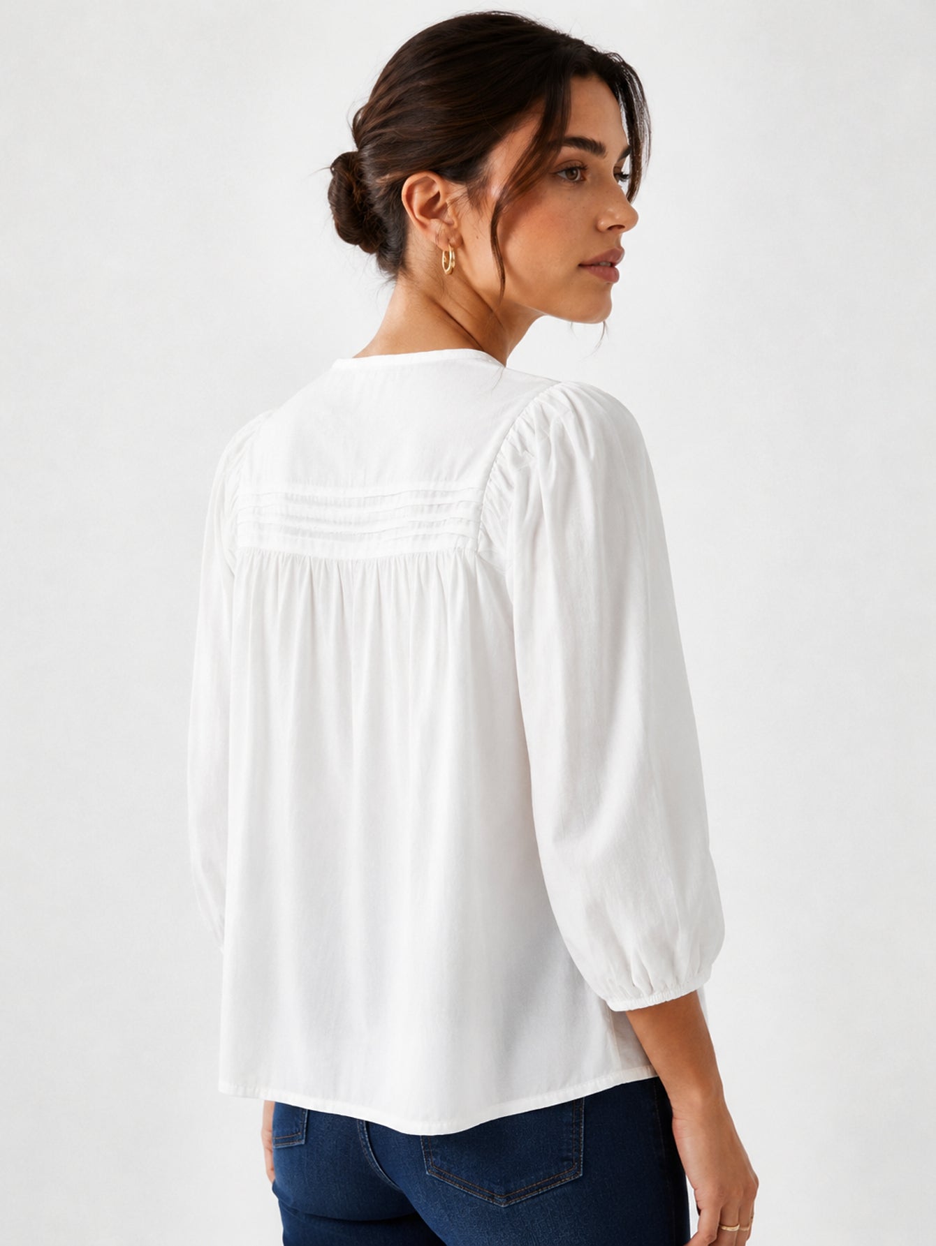 blouse en popeline de coton à manches trois quarts vue produit 04