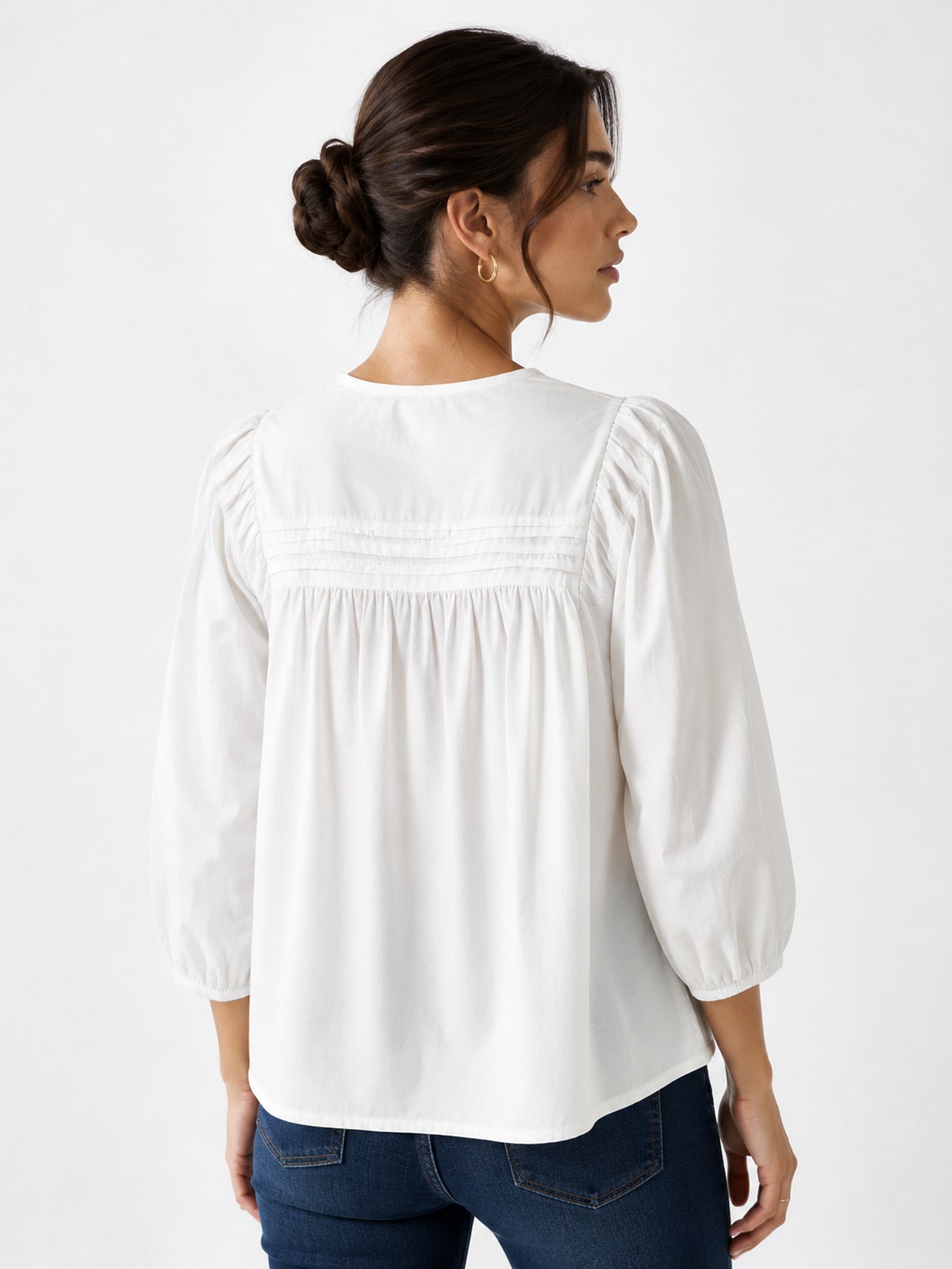blouse en popeline de coton à manches trois quarts vue produit 05